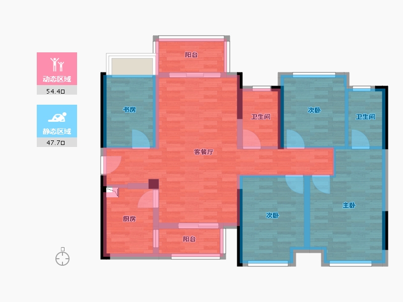 贵州省-贵阳市-融创城-90.37-户型库-动静分区