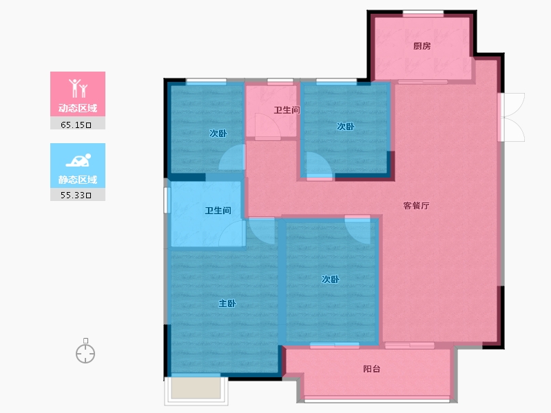 辽宁省-阜新市-万象新海天成-108.00-户型库-动静分区