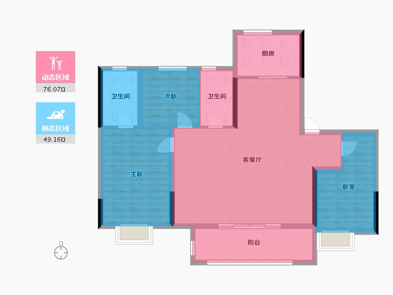 江苏省-徐州市-金为翠微朗庭-113.74-户型库-动静分区