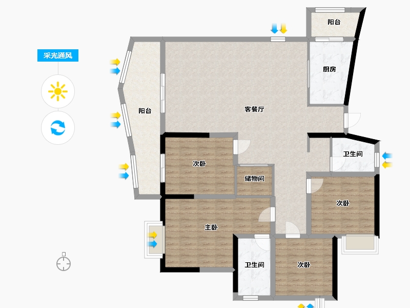 重庆-重庆市-锦丰汇花园小区-169.00-户型库-采光通风