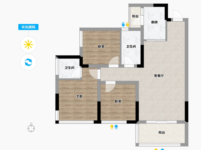 四川省-广安市-致远.梧桐郡-74.66-户型库-采光通风