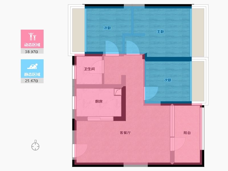 辽宁省-沈阳市-吾悦华府-61.32-户型库-动静分区