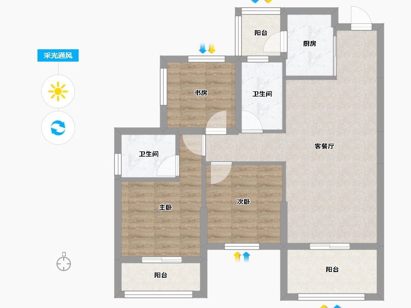 广西壮族自治区-南宁市-南宁安吉麒麟尊府-75.23-户型库-采光通风