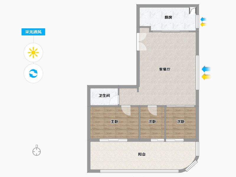 云南省-昆明市-山海湾-89.00-户型库-采光通风