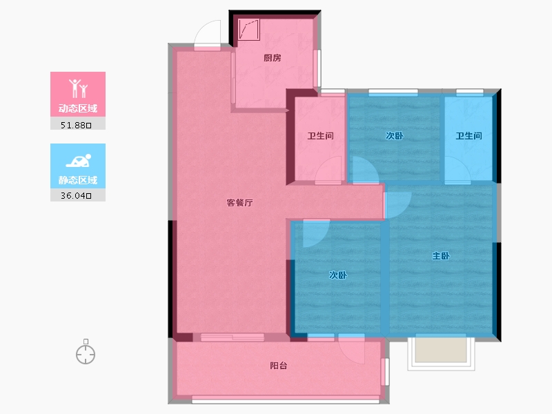 江苏省-南京市-鼓悦兰园-82.95-户型库-动静分区