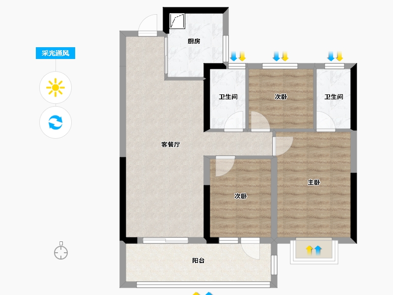 江苏省-南京市-鼓悦兰园-82.95-户型库-采光通风