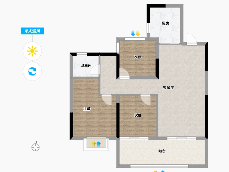 安徽省-合肥市-伟星印湖山-87.92-户型库-采光通风