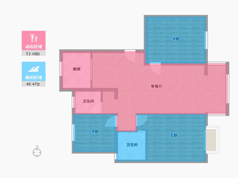 江苏省-苏州市-乐余扶海花苑-90.00-户型库-动静分区