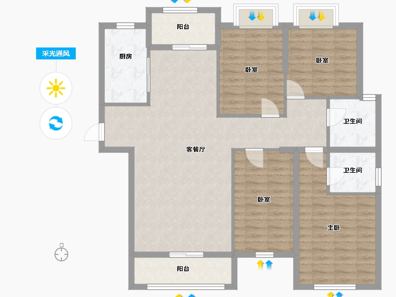 福建省-泉州市-聚福社区-130.00-户型库-采光通风