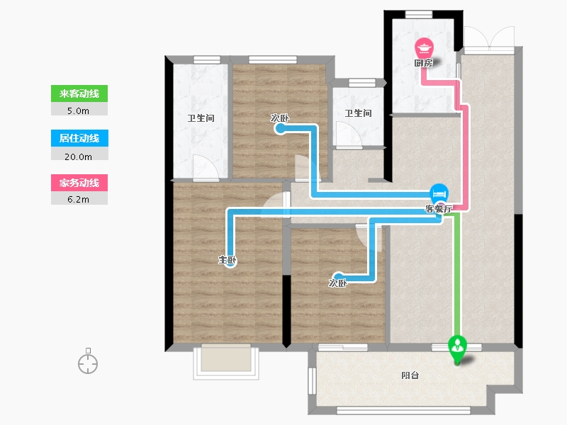 湖北省-荆州市-楚天都市·润园-94.00-户型库-动静线