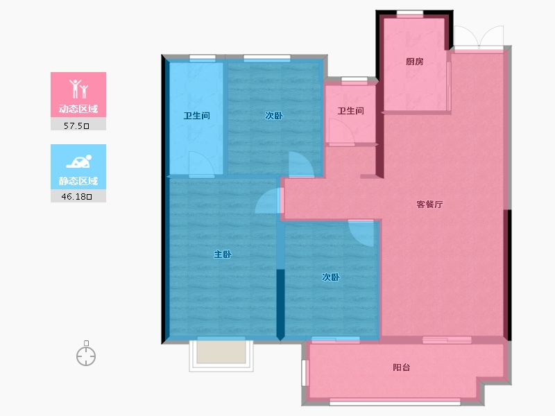 湖北省-荆州市-楚天都市·润园-94.00-户型库-动静分区