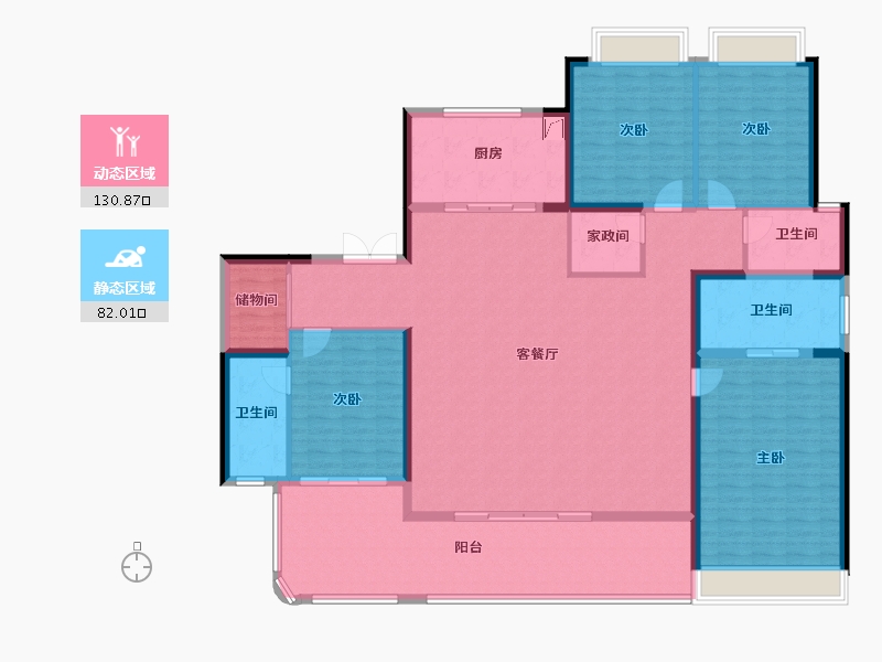 湖南省-长沙市-绿城凤起麓鸣-195.21-户型库-动静分区