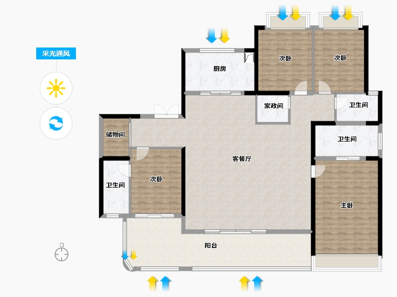 湖南省-长沙市-绿城凤起麓鸣-195.21-户型库-采光通风