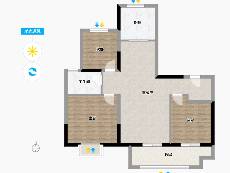 江苏省-徐州市-金为翠微朗庭-86.58-户型库-采光通风