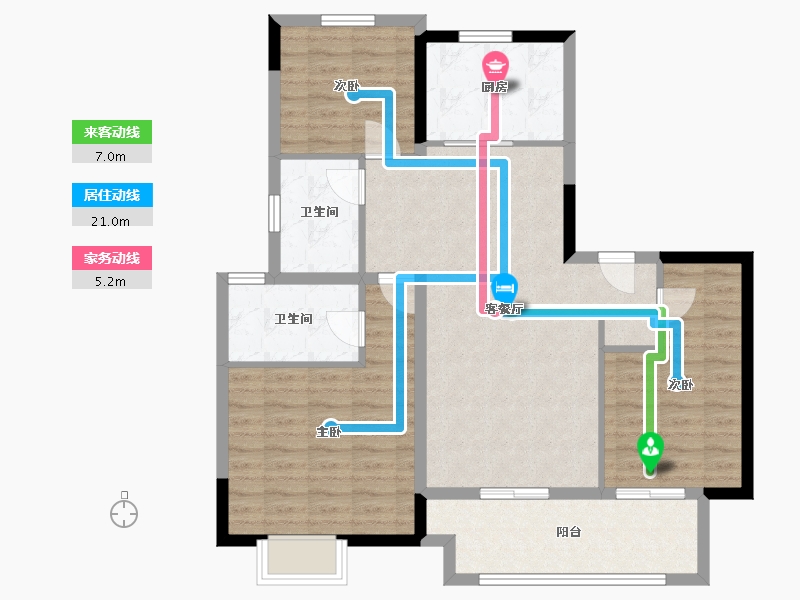 江苏省-徐州市-金为翠微朗庭-94.68-户型库-动静线