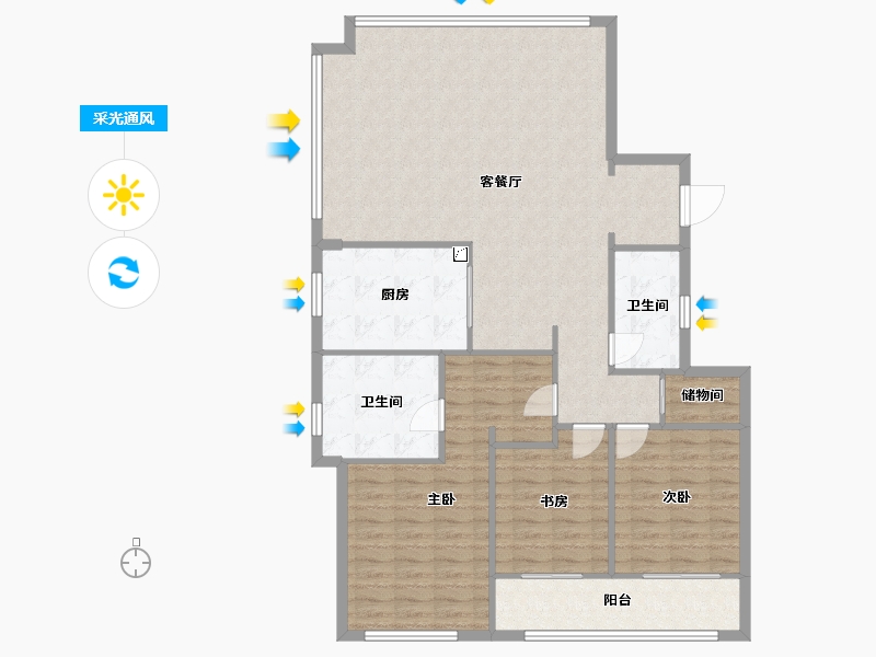 山东省-烟台市-万科.天琴湾-126.00-户型库-采光通风