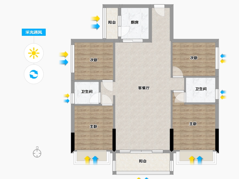 广东省-河源市-天时花园-110.85-户型库-采光通风