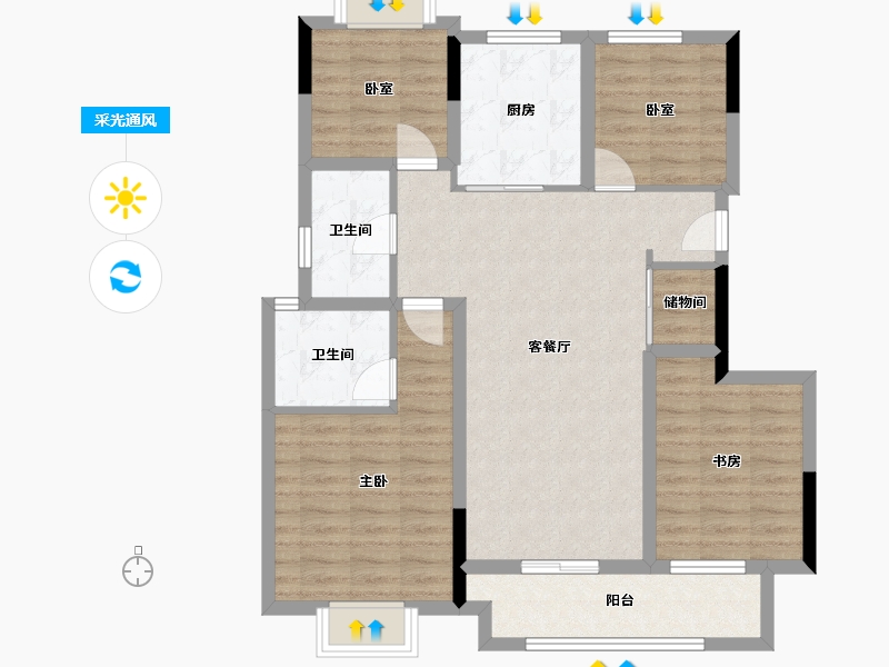 四川省-成都市-绿城明月蘭庭-94.02-户型库-采光通风