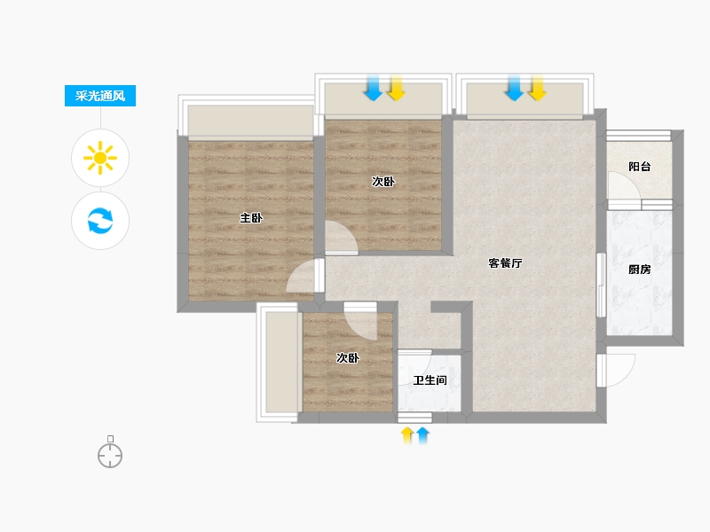 四川省-成都市-欢乐颂-61.28-户型库-采光通风