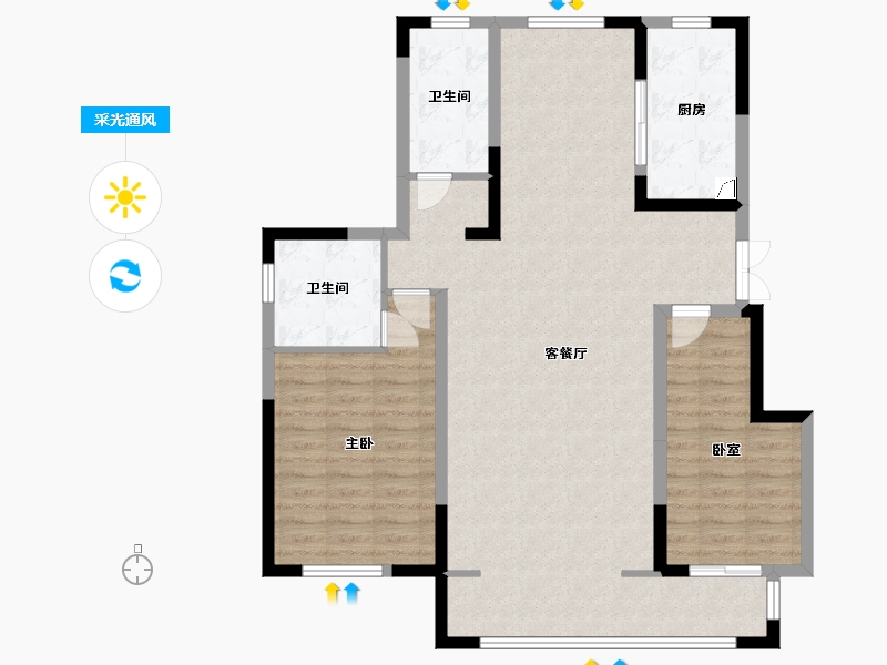 宁夏回族自治区-吴忠市-宁夏中房锦里-103.77-户型库-采光通风