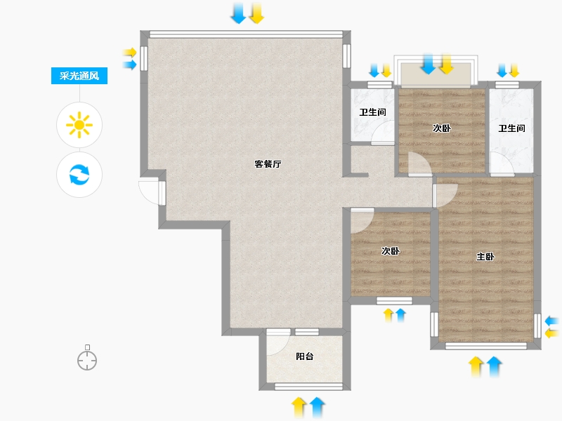 广西壮族自治区-南宁市-北投时代-100.53-户型库-采光通风