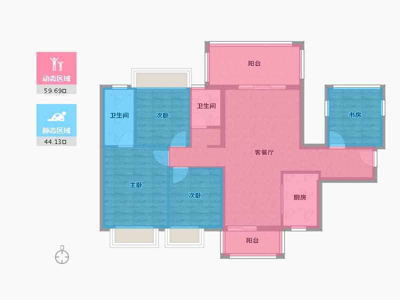 广西壮族自治区-南宁市-北投时代-92.64-户型库-动静分区