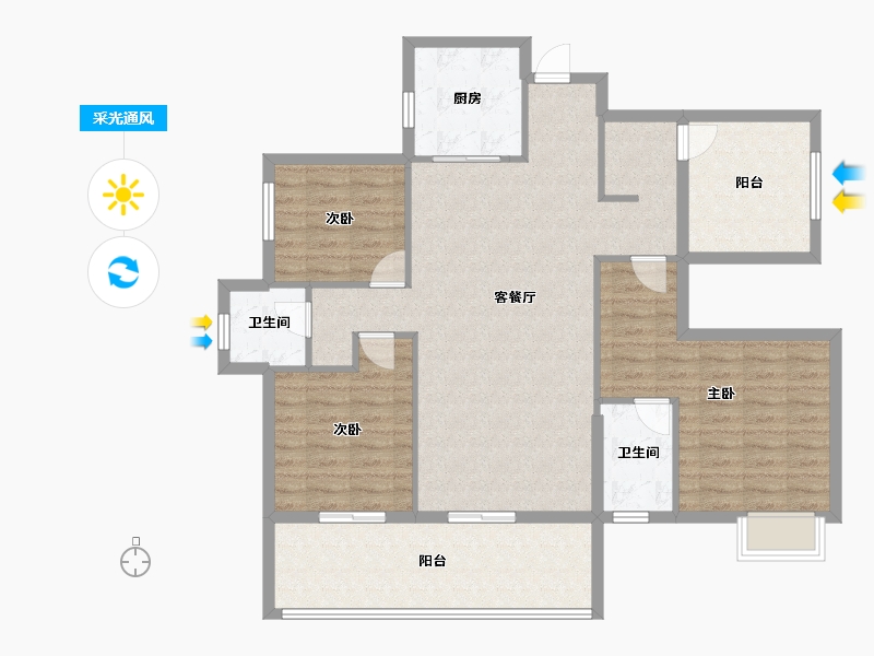 广西壮族自治区-南宁市-华润置地西园望江-113.44-户型库-采光通风