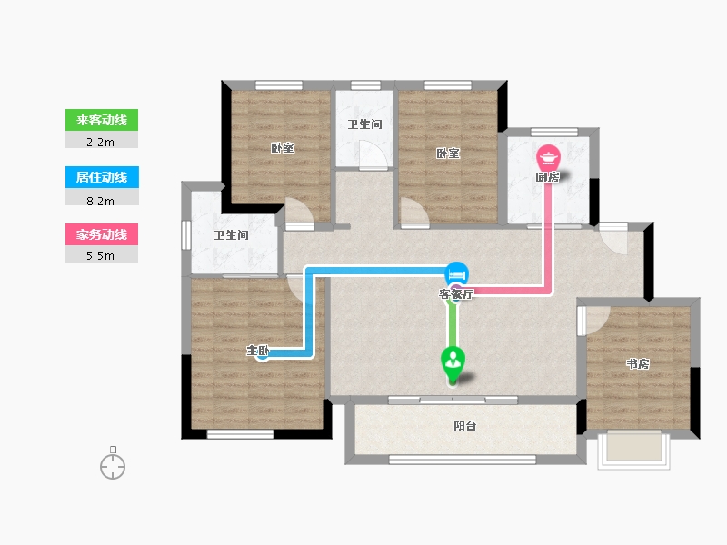 四川省-成都市-绿城明月蘭庭-105.22-户型库-动静线