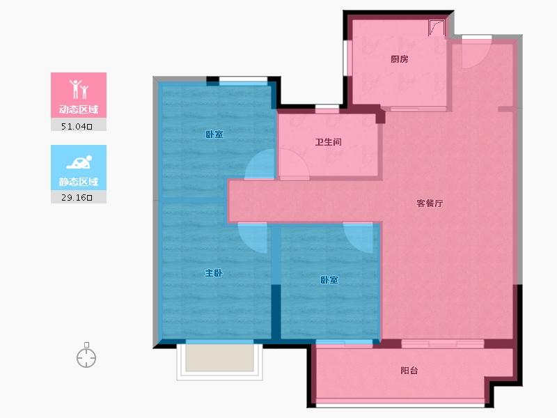 湖北省-武汉市-龙湖楚世家景粼天序-72.00-户型库-动静分区