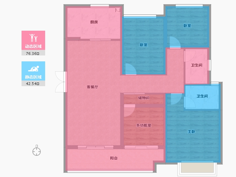 湖南省-长沙市-国欣云境府-106.53-户型库-动静分区