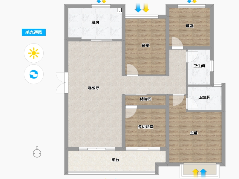 湖南省-长沙市-国欣云境府-106.53-户型库-采光通风