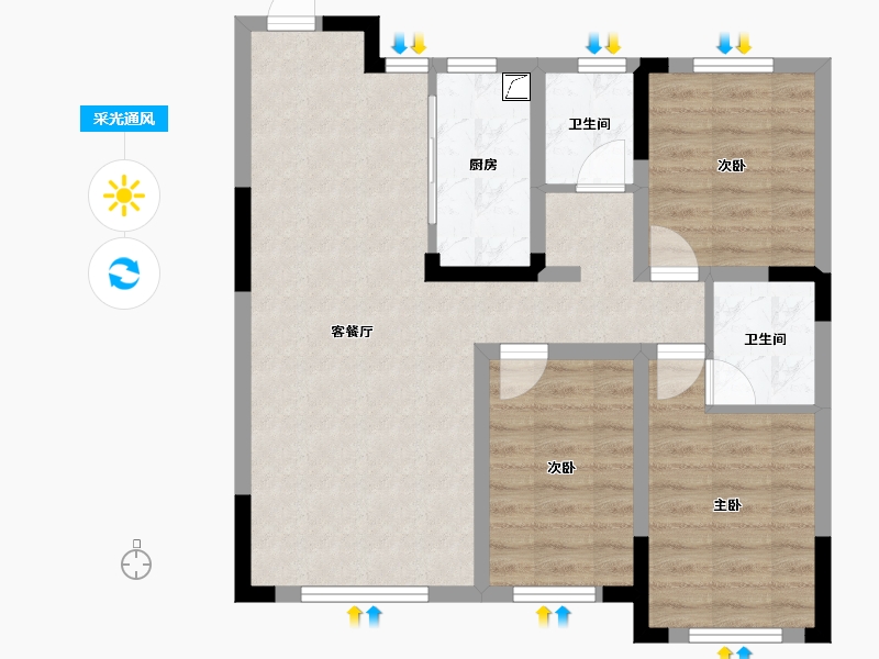 吉林省-长春市-万盛书院-74.86-户型库-采光通风