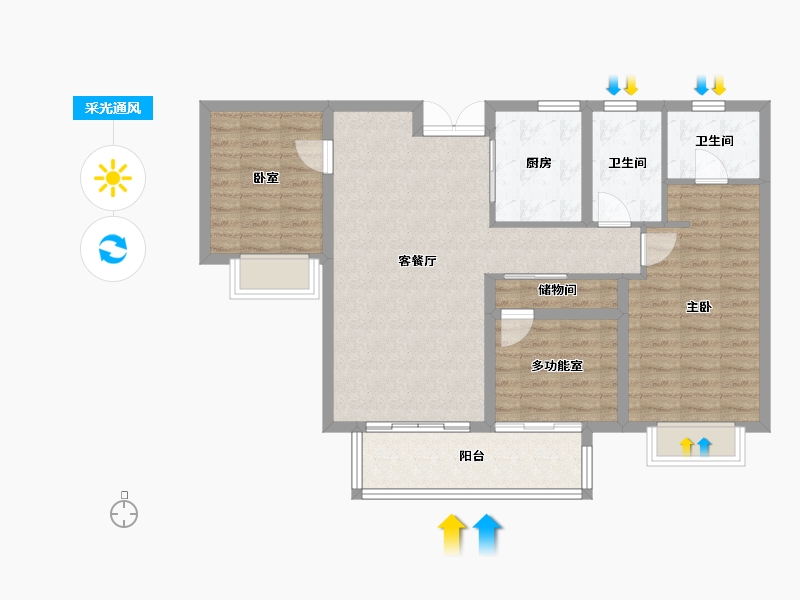 湖南省-长沙市-国欣云境府-90.50-户型库-采光通风