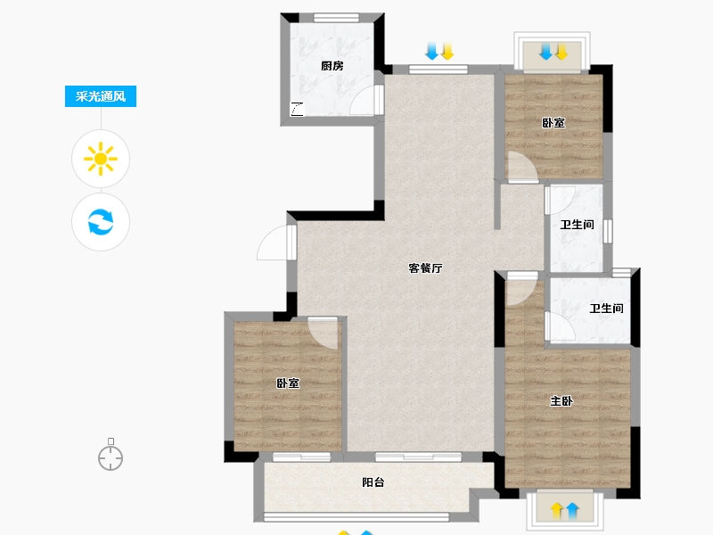 江西省-吉安市-浩城天骄府-90.40-户型库-采光通风