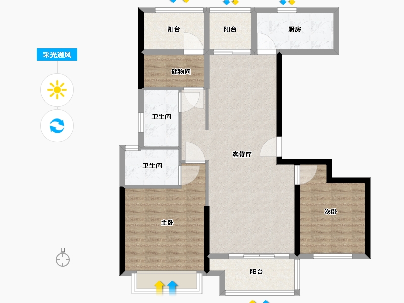 河南省-南阳市-新旭·京华府南苑-100.00-户型库-采光通风