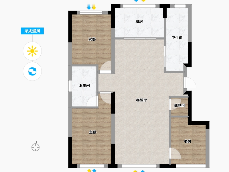 吉林省-长春市-万盛书院-87.44-户型库-采光通风