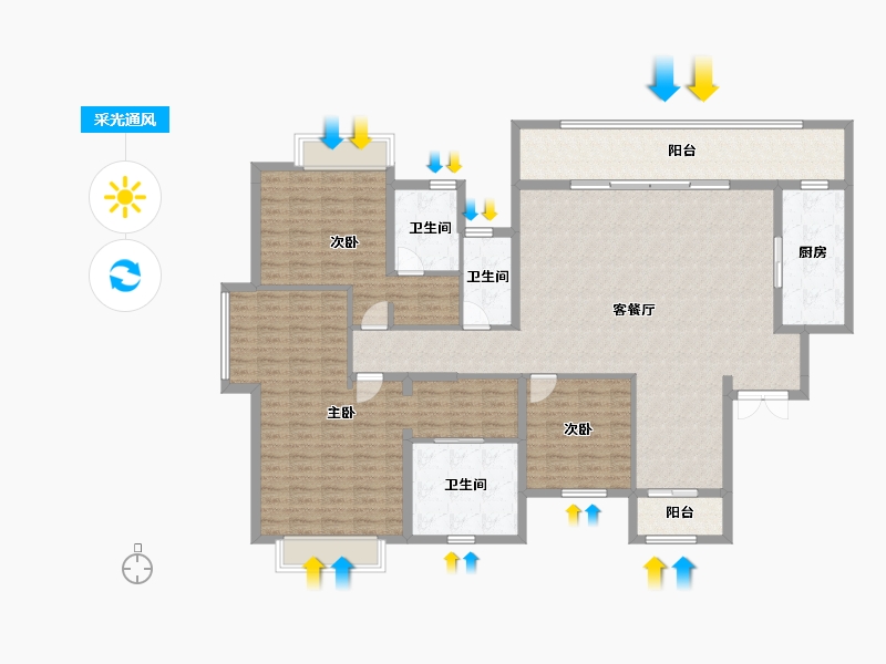 广西壮族自治区-南宁市-华润置地西园望江-167.17-户型库-采光通风