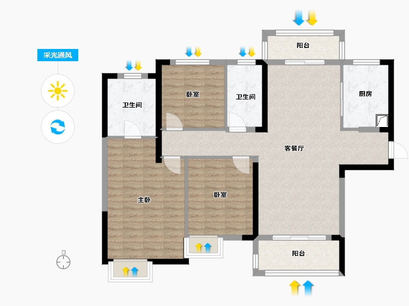 湖北省-武汉市-联投汉口郡五期-103.95-户型库-采光通风