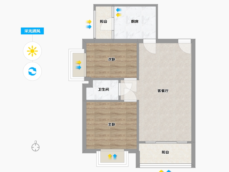 广东省-广州市-媒体村-63.84-户型库-采光通风