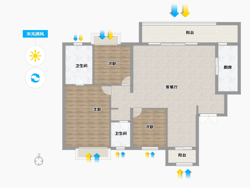 广西壮族自治区-南宁市-华润置地西园望江-136.30-户型库-采光通风