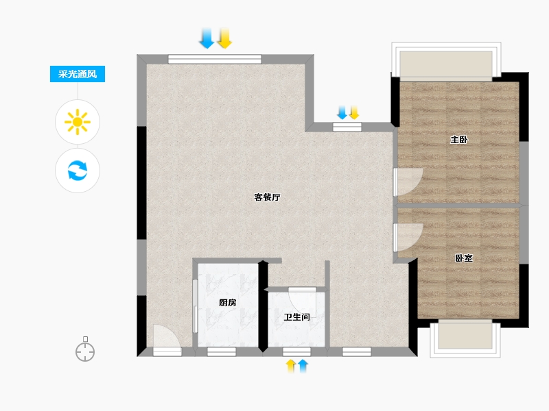 四川省-成都市-青城365南院二期-71.82-户型库-采光通风