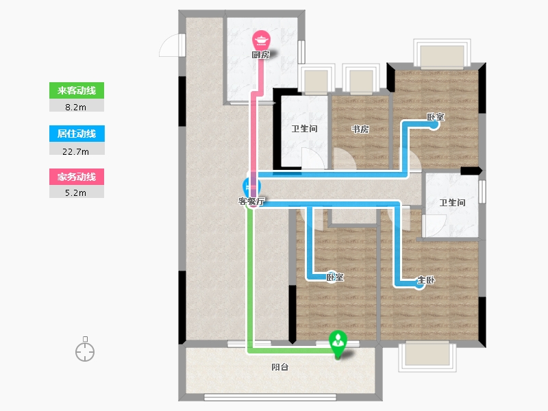 江苏省-苏州市-绿城招商 柳岸晓风-104.85-户型库-动静线