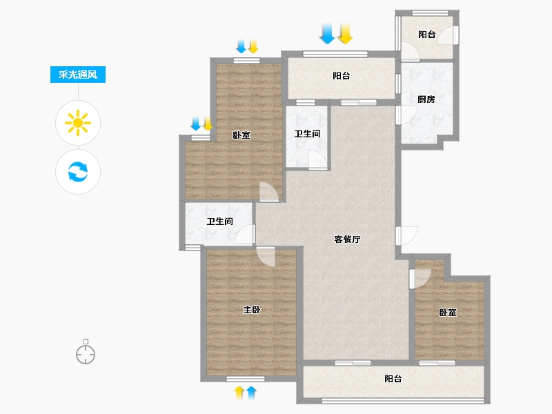 浙江省-温州市-华盛嘉苑-137.00-户型库-采光通风