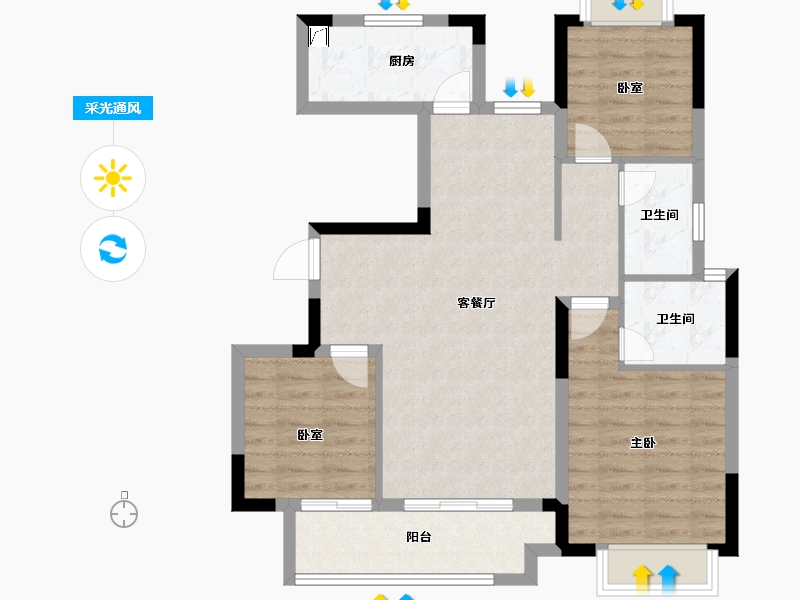 江西省-吉安市-浩城天骄府-84.00-户型库-采光通风