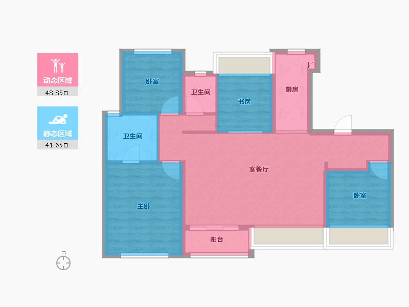 陕西省-汉中市-地建嘉信·臻湾汇-80.50-户型库-动静分区