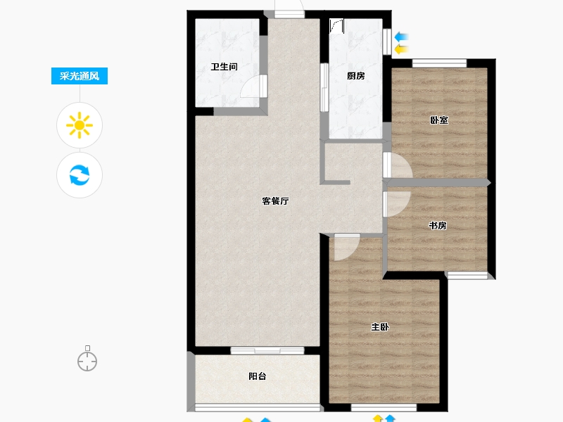 山西省-吕梁市-悦·东方-88.00-户型库-采光通风