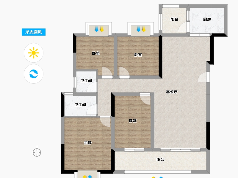 四川省-成都市-泰康誉景-108.55-户型库-采光通风