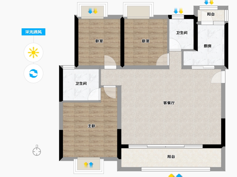 四川省-成都市-泰康誉景-91.65-户型库-采光通风