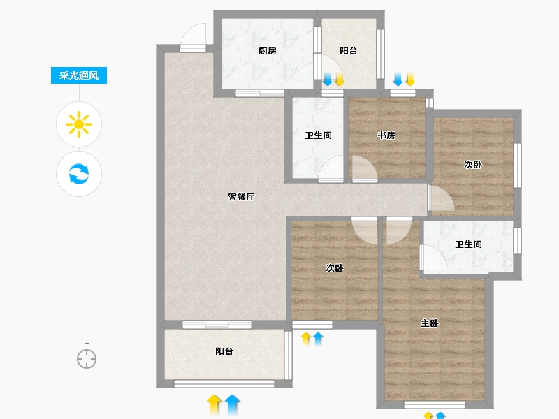 四川省-成都市-滨江玺樾-92.00-户型库-采光通风