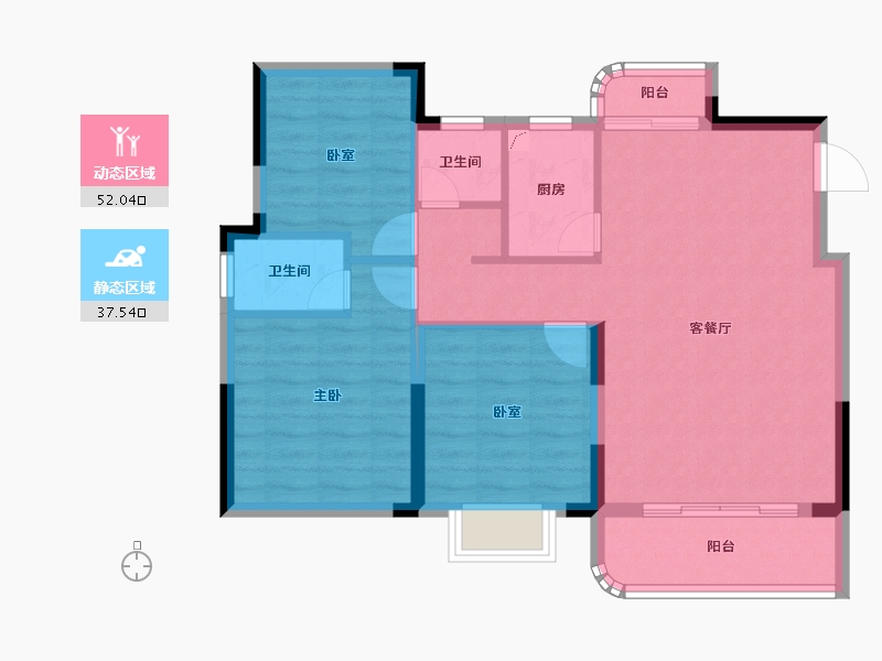 江西省-吉安市-美璟文玥府-80.63-户型库-动静分区